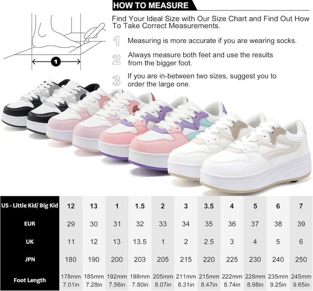 Detalle de ANEFUN Roller Skate Shoes for Kids (Detachable 4-Wheel Sneakers)