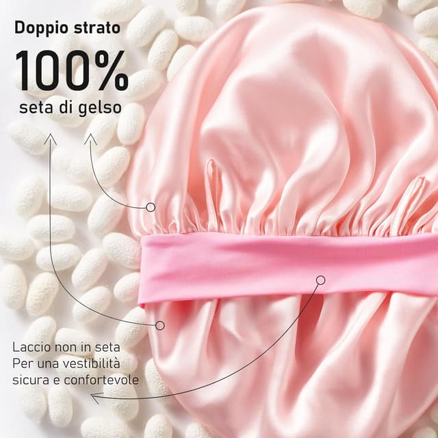 Detalle 2 de LitBear Cuffia in seta 22 Momme 100% Gelso