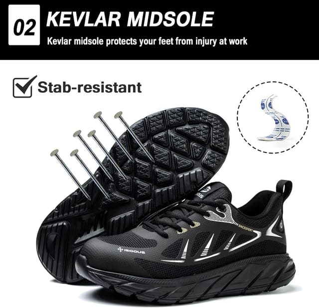 Detalle 2 de Scarpe antinfortunistiche in acciaio, leggere e traspiranti (punta in acciaio, intersuola in Kevlar) – per lavoro e sicurezza