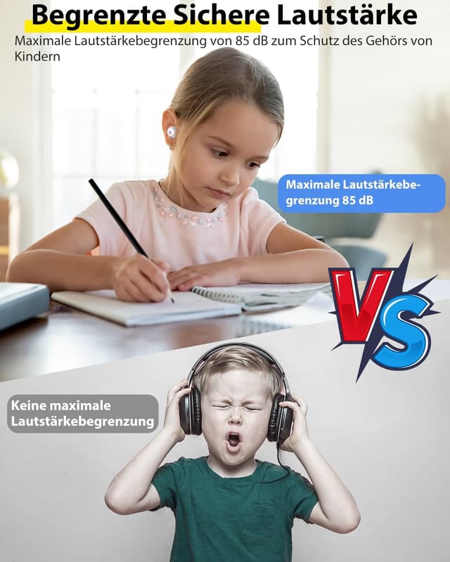 Detalle 1 de COOTIMOCK Bluetooth-Kopfhörer für Kinder (In-Ear) mit 85-dB-Lautstärkebegrenzung, Panda-Design & bis zu 30 Stunden Spielzeit