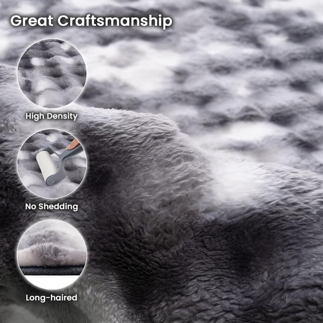 Detalle de Vamcheer Tapis salon gris à poils longs bubble tie-dye 200x290 – antidérapant, lavable en machine