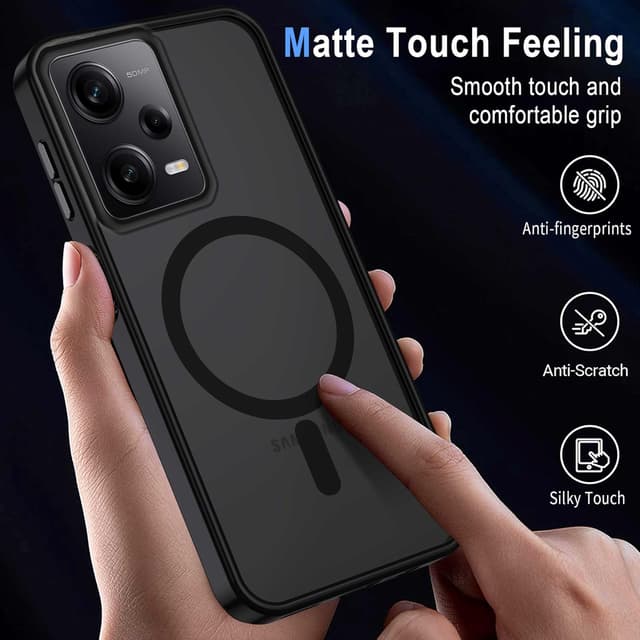 Detalle 2 de XTCASE Coque magnétique MagSafe pour Xiaomi Redmi Note 12 Pro 5G / Poco X5 Pro 5G – finition mate translucide noire