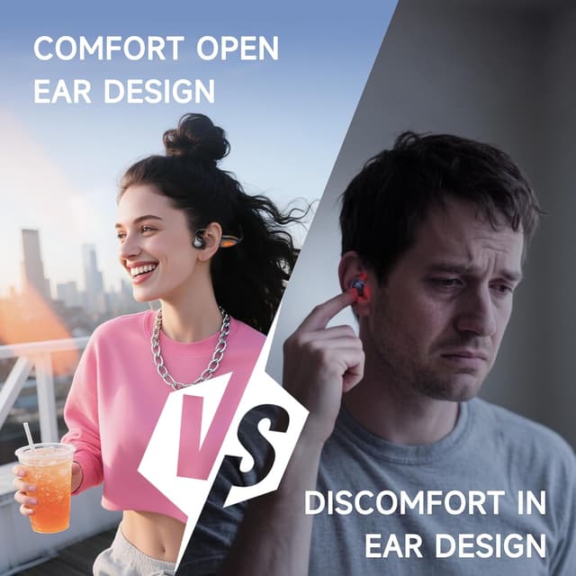 Detalle de Acjohtin Open Ear Bone Conduction Bluetooth 6.1 Headphones (IPX6, Black)