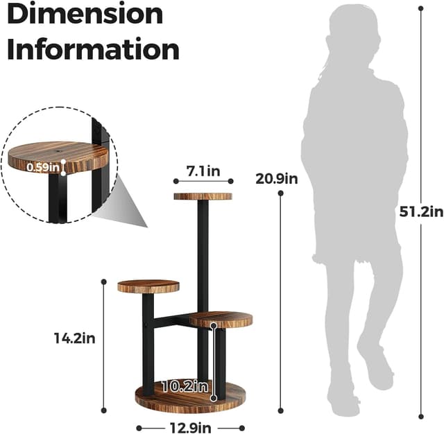 Detalle 1 de 3 tier corner plant stand for indoor plants
