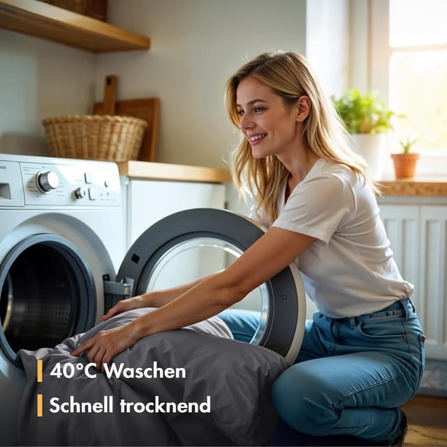 Detalle de Sleeptime Bettwäsche 140x220 (2-teilig) aus 100% Baumwolle mit Kissenbezug 60x70 – Anthrazit Grau