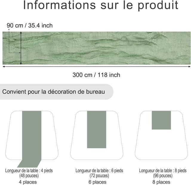 Detalle de Foatcox Chemin de table gaze 300 x 90 cm