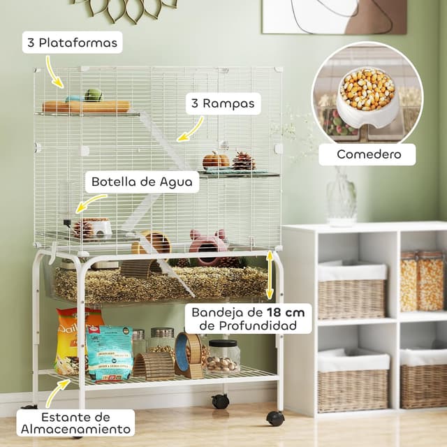 Thumbnail 3 de PawHut Jaula para Animales 4 niveles 73x47x123 cm