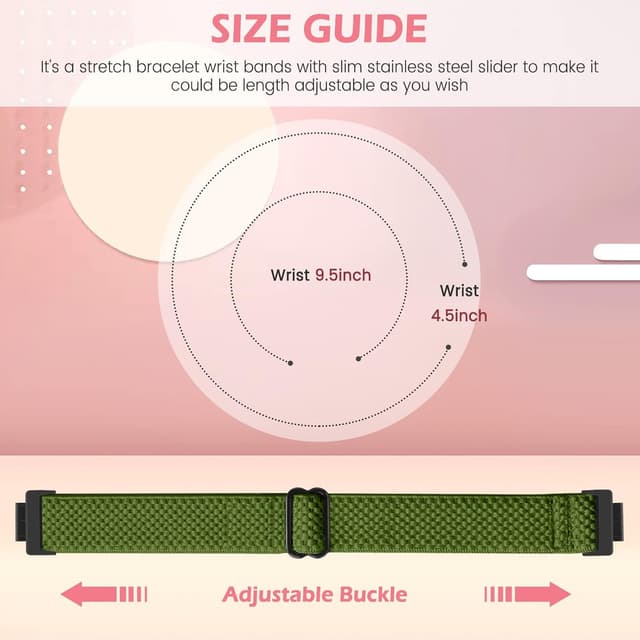 Detalle 2 de SHIJZWD Adjustable Elastic Nylon Watch Strap for Fitbit Inspire 3/Inspire 2/Inspire/Inspire HR & Ace 2/Ace 3