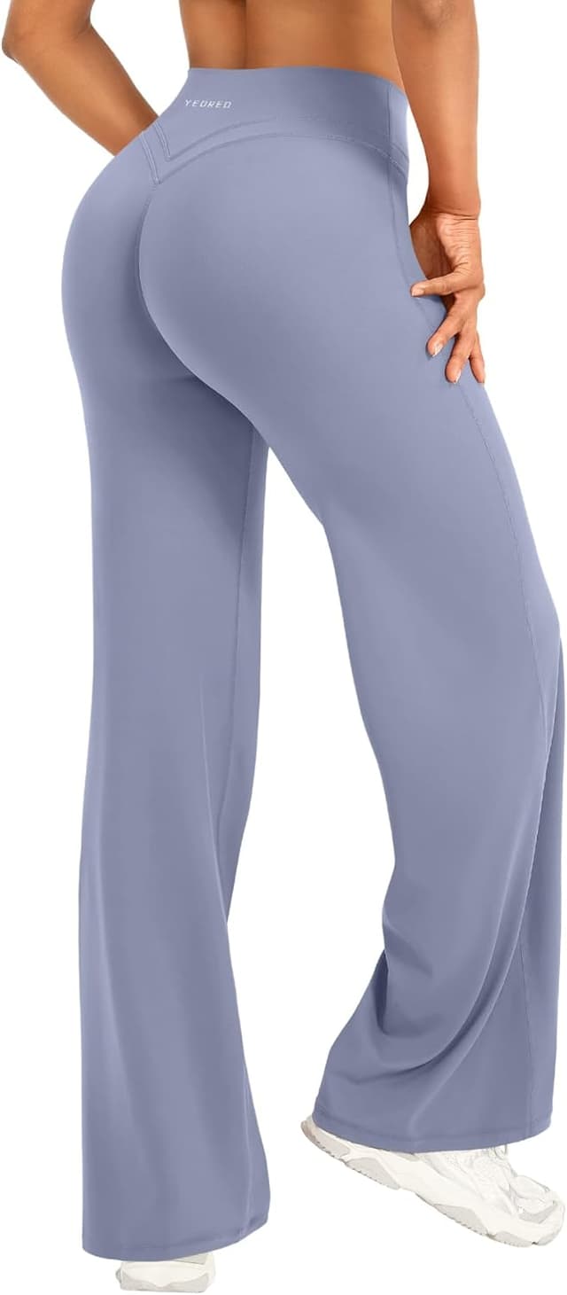 Detalle de YEOREO Straight Leggings für Damen mit hoher Taille, nahtlos & blickdicht (No Front Seam)