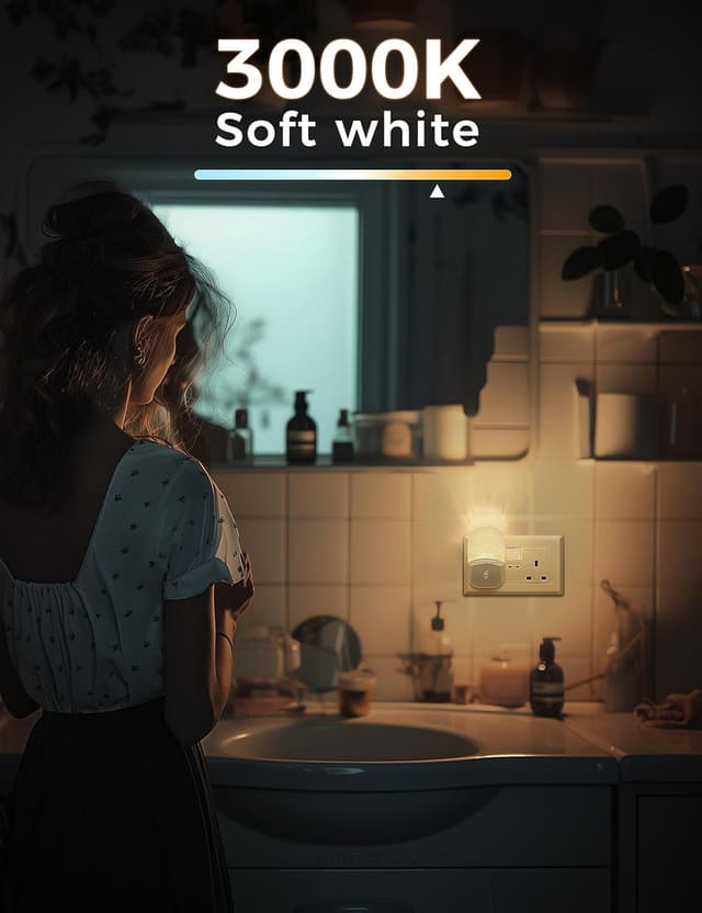 Detalle de Emeritpro Plug-in Night Light with Dusk to Dawn Sensor and Adjustable Brightness (Warm White, 1 Pack)