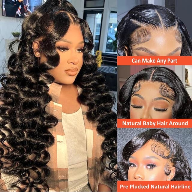 Detalle 2 de AAKJJ Deep Wave 13x4 HD Lace Front Wig (200% Density) — Glueless, Pre-Plucked, 26 Inch