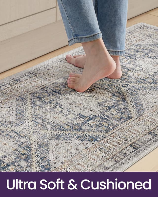 Detalle 2 de DEXI Kitchen Floor Mats Anti Fatigue 23x86 Waterproof Memory Foam Runner Rug (White)