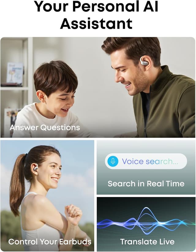 Detalle 2 de soundcore AeroFit 2 AI Assistant by Anker open-ear earbuds with real-time translation and pressure-free fit