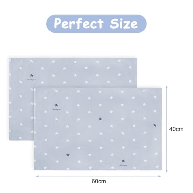 Detalle 2 de Vicloon Kinder Kissenbezug (2er-Set) 40 x 60 cm aus Baumwolle mit Umschlag – Sterne grau