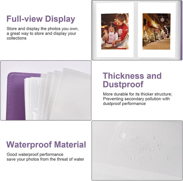 Detalle 2 de Album photo Flintronic 3 pouces pour films instantanés (256 poches) – compatibilité Instax mini, Polaroid et autres