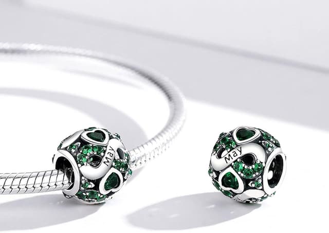 Detalle de ShiYu 925 Sterling Silber Geburtsstein Charms Anhänger (Pandora/Chamilia/Biagi/Troll kompatibel)