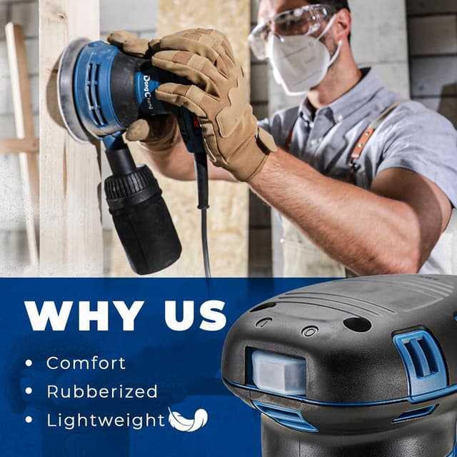 Detalle 2 de Dong Cheng 125mm Random Orbital Sander, 300W, 12,000 RPM (with 10 sandpapers & dust bag) for DIY and woodworking