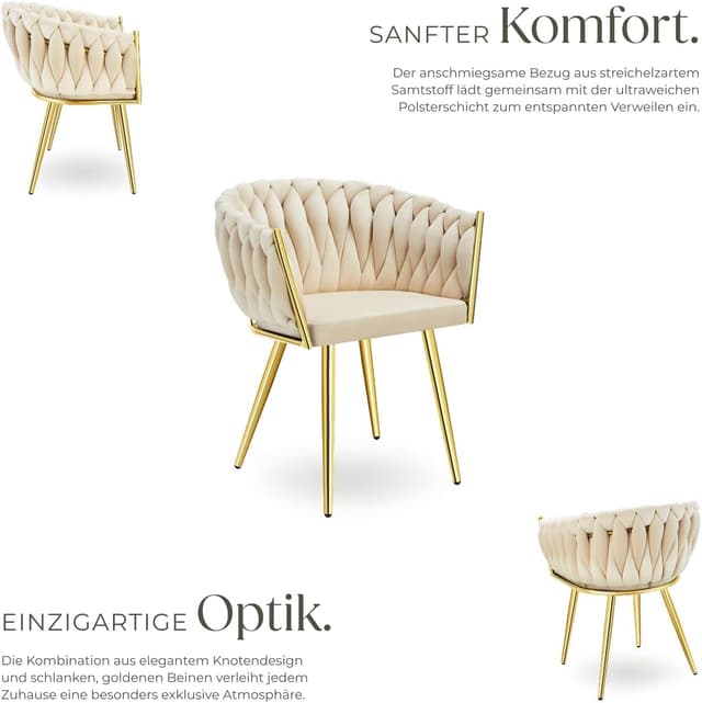 Thumbnail 4 de tectake Samt-Schalenstuhl Sand 2er Set