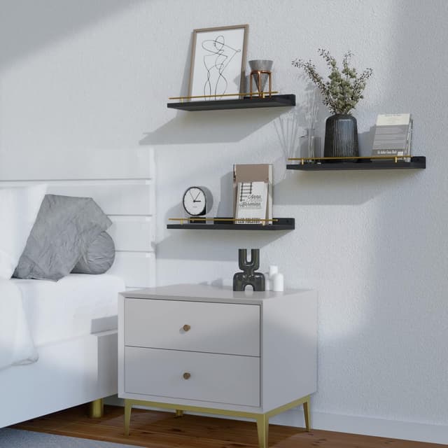 Thumbnail 6 de WOPITUES Floating Shelves with Guardrail — Set of 3