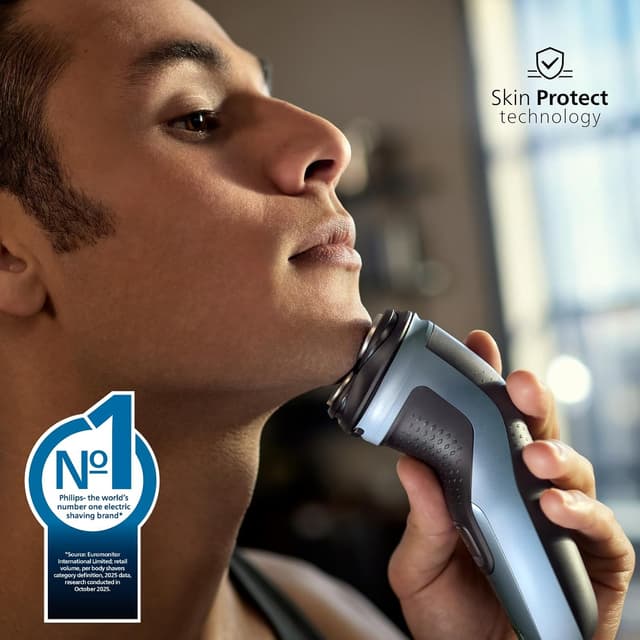 Detalle de Philips Shaver Series 3000X X3053/00 – elektrischer Nass- & Trockenrasierer mit SkinProtect und ausklappbarem Bartschneider