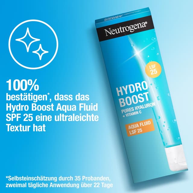 Detalle de Neutrogena Hydro Boost Aqua Fluid LSF 25 – leichte Feuchtigkeitscreme mit Hyaluronsäure & Vitamin C, 50 ml
