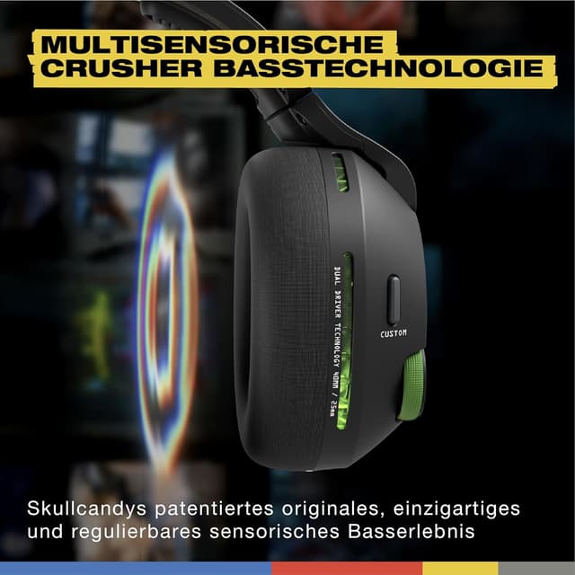 Detalle 2 de Skullcandy Crusher PLYR 720 Wireless Gaming Headset (THX Spatial Audio, Crusher Bass) – Digi-Black Xbox