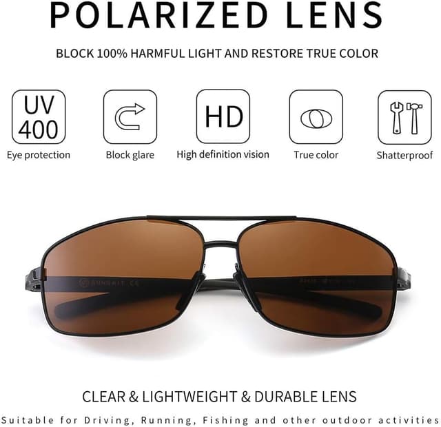 Thumbnail 1 de SUNGAIT Gafas sol retro rectangulares polarizadas