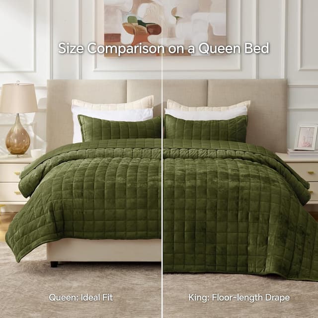 Thumbnail 6 de BEDELITE Velvet Quilt Set (King Size) — Lightweight Luxury Velvet Comforter Bedding Set, 3-Piece