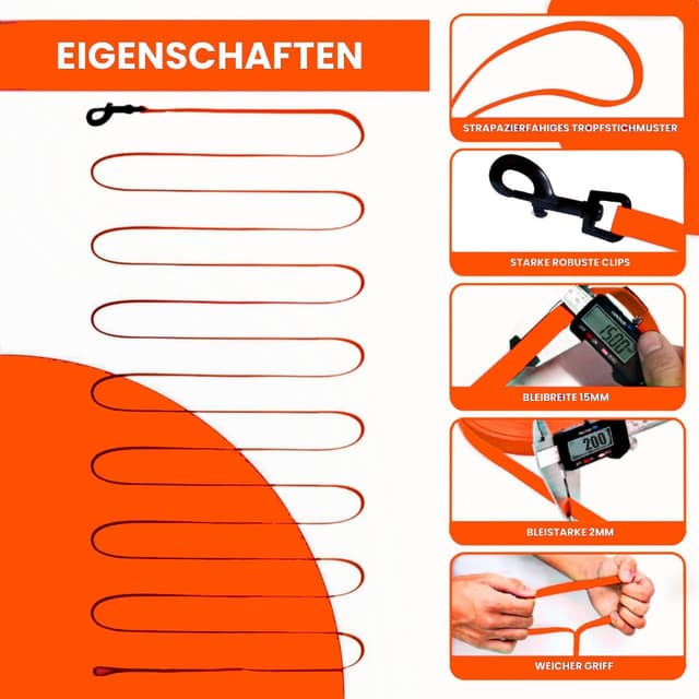 Thumbnail 6 de Loutep Biothane Schleppleine für Hunde – Lange Lauf-/Trainingsleine in 3, 5, 10, 15 oder 20 m