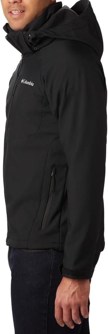 Detalle de Columbia Cascade Ridge 3 Softshell da uomo: giacca softshell impermeabile con cappuccio regolabile