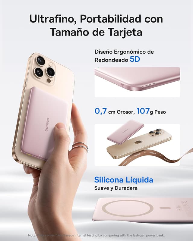Detalle 2 de Baseus Magsafe Power Bank 5000mAh 🌸 Carga Rápida para iPhone