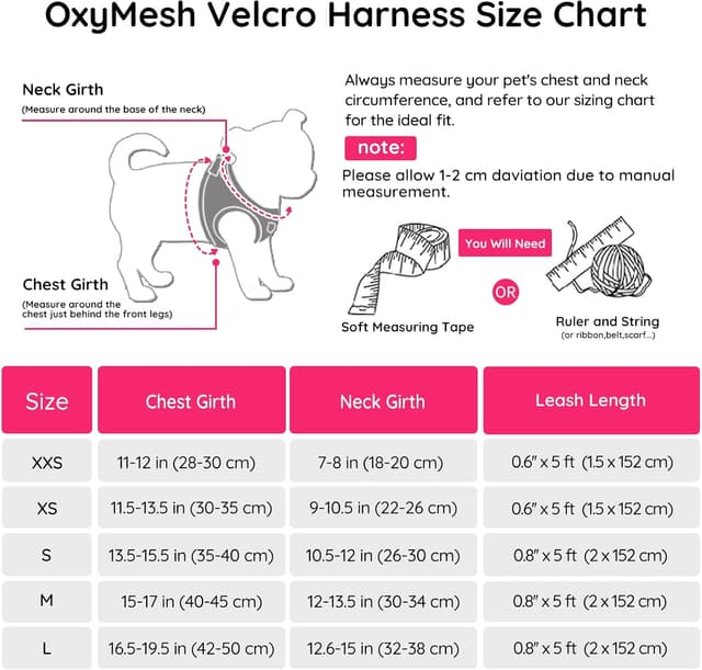 Detalle 2 de Bella & Pal Dog Harness and Leash Set (Step-in Puppy Harness) in Hot Pink, Size M