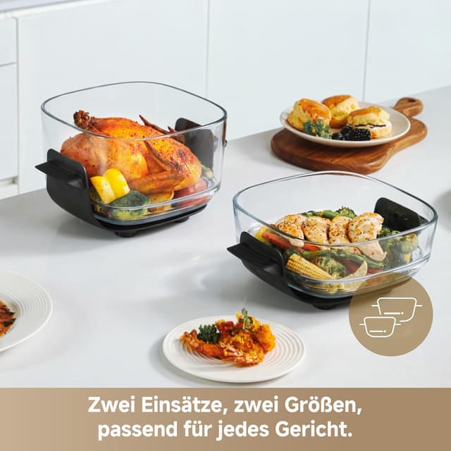 Detalle 2 de dreame Tasti AirFryer 5-in-1 tragbare Glas-Heißluftfritteuse mit 2 Behältern (2,5 L + 4,5 L)