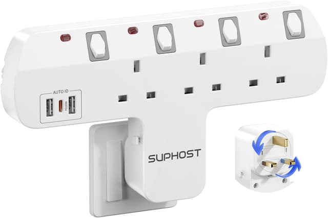 Imagen de Rotatable UK Plug Extension Socket 3 Way en OfertitasTOP