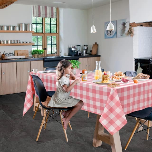 Thumbnail 6 de Hiasan Waterproof Plaid Tablecloth (2-Pack) 54 x 108 in, Peach Pink & White