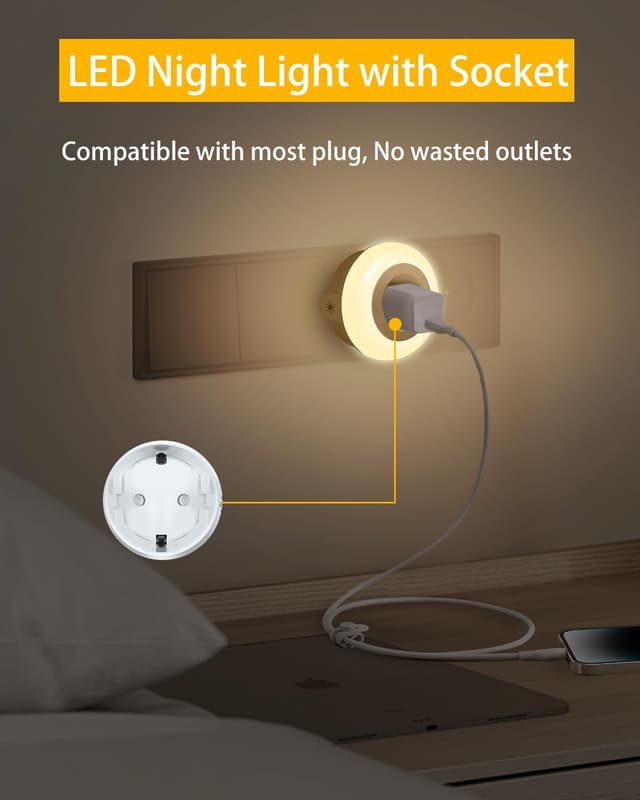 Detalle 2 de Bowfar Nachtlicht Steckdose 2700K