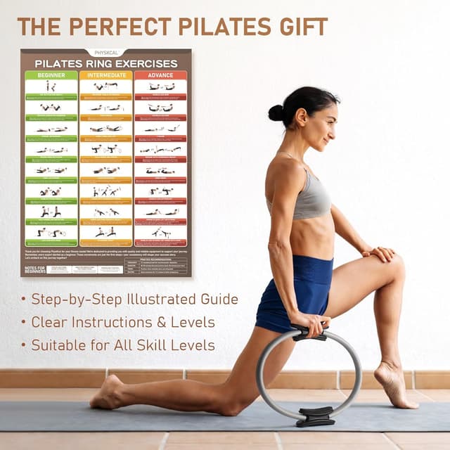 Detalle de PhysKcal Pilates Set: 15 Zoll Pilates-Ring (38 cm) für Training, Einsteiger-Workouts & mehr