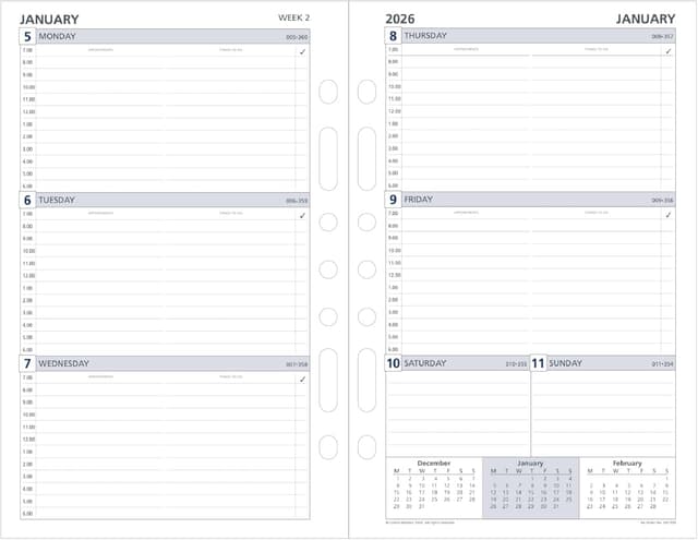 Detalle 2 de DayPlanner refill 2026 week-to-view 12 month