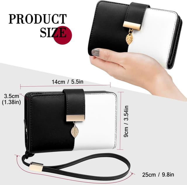 Detalle 2 de Faneam Damen-Geldbörse aus Kalbsleder mit RFID-Schutz, Reißverschluss-Münzfach und Platz für 14 Karten