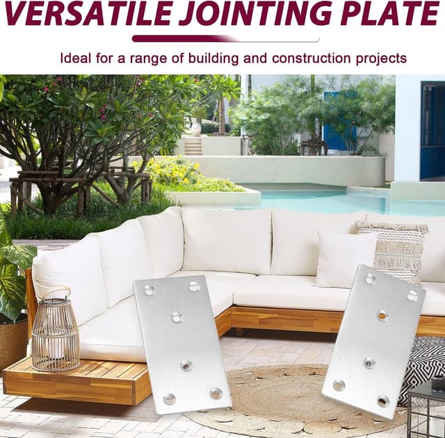 Detalle de 20PCS Silver Flat Mending Plates (80mm) in 304 Stainless Steel – Straight Flat Brackets for Furniture Repairs