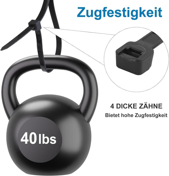 Thumbnail 4 de Yaluzibi 1000 Stück Kabelbinder schwarz (200 mm x 3,6 mm), Nylon UV-beständig, selbstsichernd