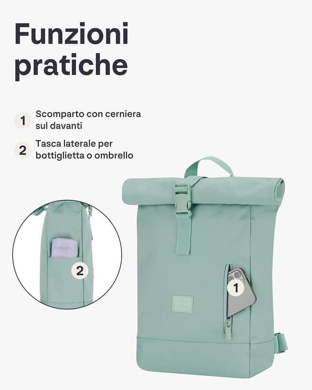 Thumbnail 6 de Johnny Urban Robin Small Zaino roll-top per lavoro, università e viaggio con scomparto laptop 12