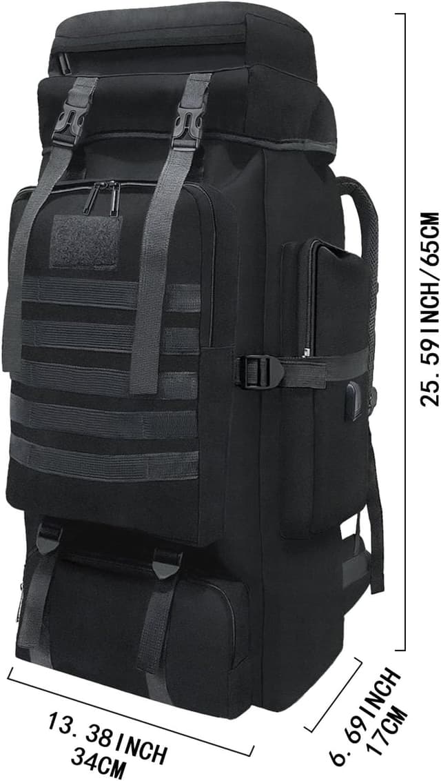 Detalle de Wesoke 80L (100 litres) Camping & Hiking Backpack – waterproof 600D Oxford, Molle tactical rucksack, extra-large outdoor travel daypack