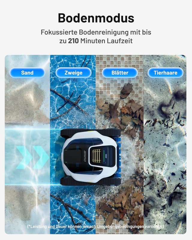 Detalle de (2026 Neues) Spino E1 Poolroboter für Wand & Boden – kabelloser Poolsauger mit App-Steuerung und SmartArc Navigation