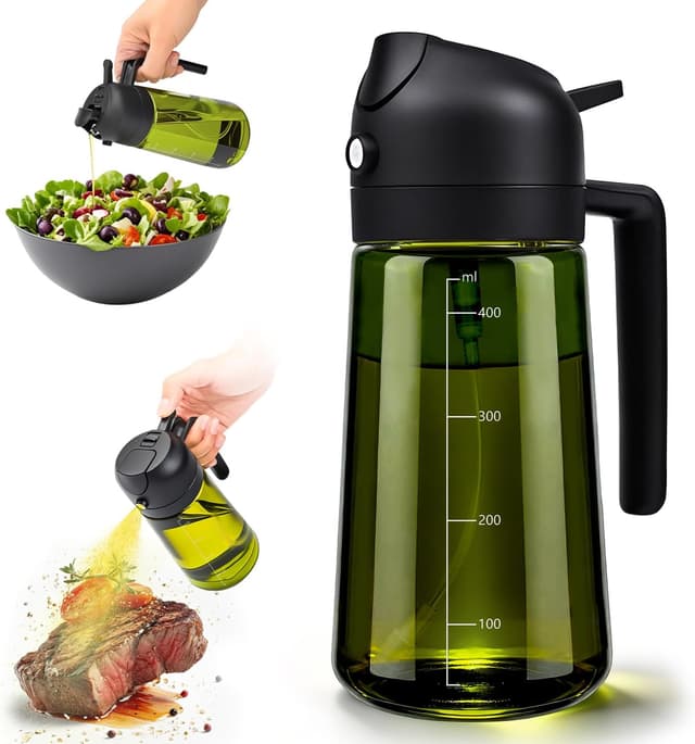 Detalle de MRUN BONE 2-in-1 Ölsprüher (470 ml) mit UV-Schutz – zum Sprühen oder Ausgießen von Speiseöl für Airfryer & Küche