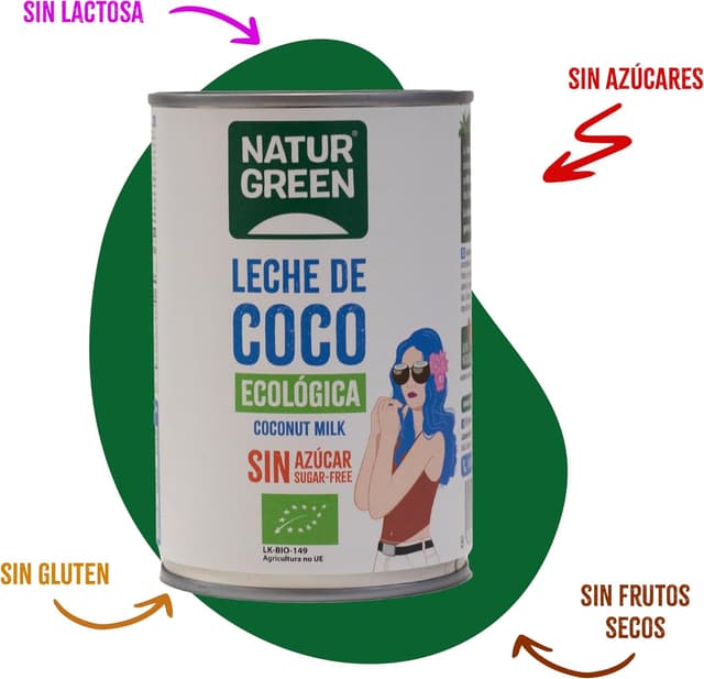 Thumbnail 2 de NaturGreen Leche de Coco BIO Cremosa y Ecológica 400 ml 🥥