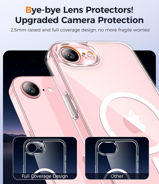 Detalle de Qasyfanc Magnetic Clear Case for iPhone 17e/16e with Tempered Glass Screen Protectors