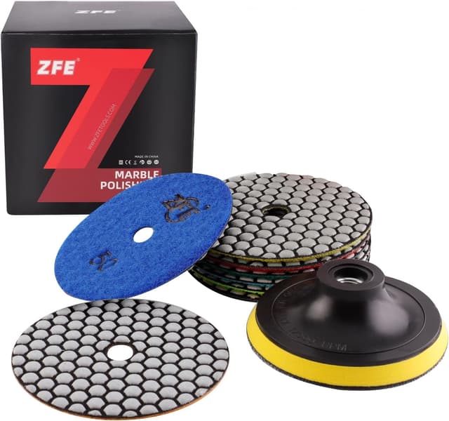 Detalle de Diamond Polishing Pads ZFE 9-Piece Set (4-inch / 100mm) with 5/8”-11 Backing Plate