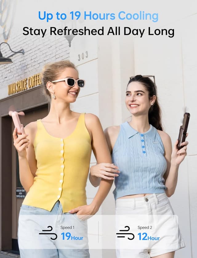 Detalle de JISULIFE Mini Handventilator 3-in-1 (mit Powerbank & Taschenlampe) – USB-wiederaufladbar