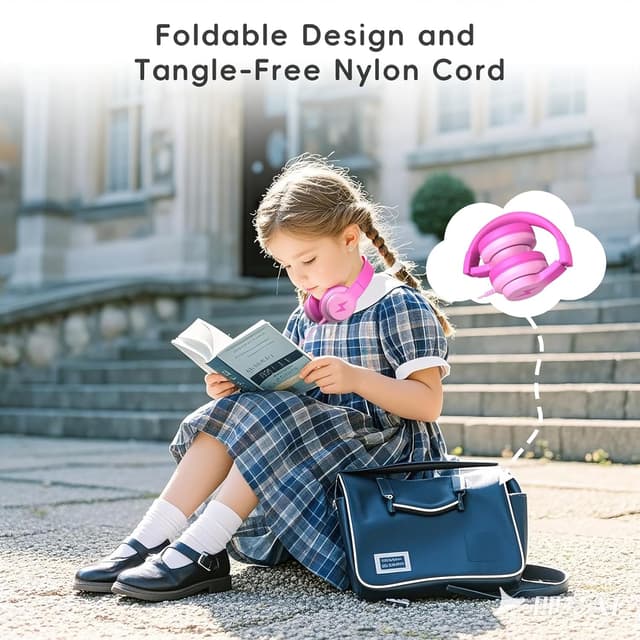 Thumbnail 6 de Candy Bila Kids Headphones (Wired) with Microphone, Volume Limiter, Over-Ear – Gradient Deep Pink